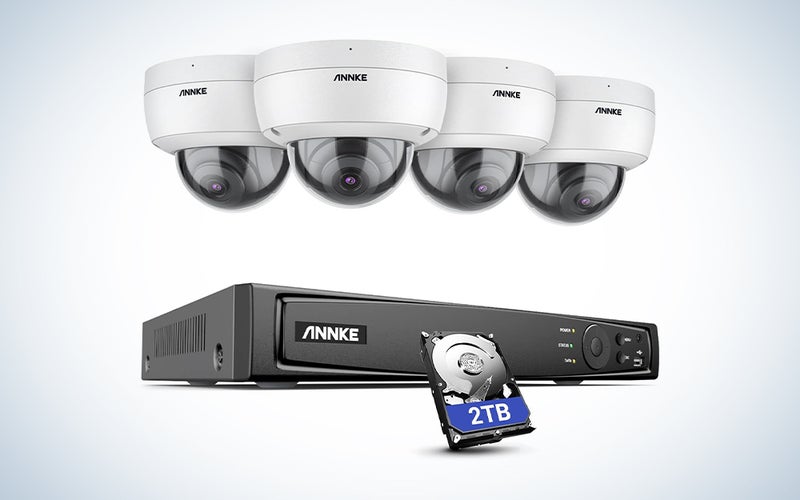 Annke H800 8MP PoE Security Camera System with four cameras over a white background