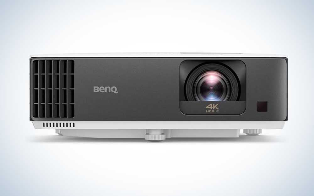 black BenQ TK700STi 4K Gaming Projector over a white background