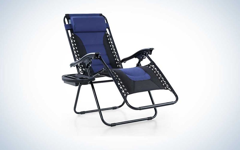 black and blue PHI VILLA Oversized Zero Gravity Chair on a white background